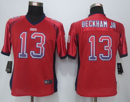 Nike Giants #13 Odell Beckham Jr Red Alternate Women's Stitched NFL Elite Drift Fashion Jersey - Click Image to Close